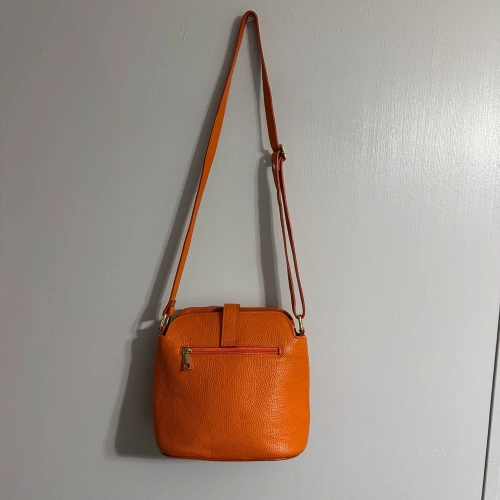 TANO Orange Italian Leather Crossbody Bag - Picture 2 of 15